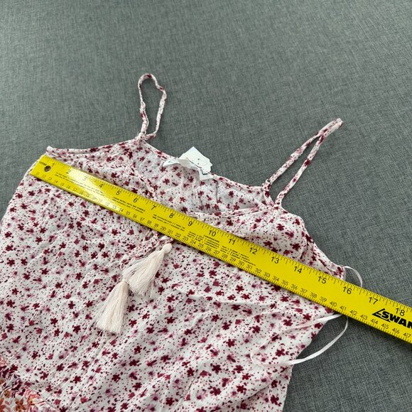 New! Hippie Rose Floral Tank Top Relaxed Fit Tassel Tie Medium‎ Juniors Rayon - Picture 8 of 11